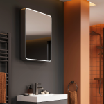 Round corner slim LED lighting mirror cabinet – anti-fog, high-end anodized aluminum frame, home decoration custom - View 1