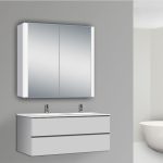 Slim LED Illuminated Mirror Cabinet – Anti-Fog, Aluminum Frame, for Contemporary Bathrooms - View 2