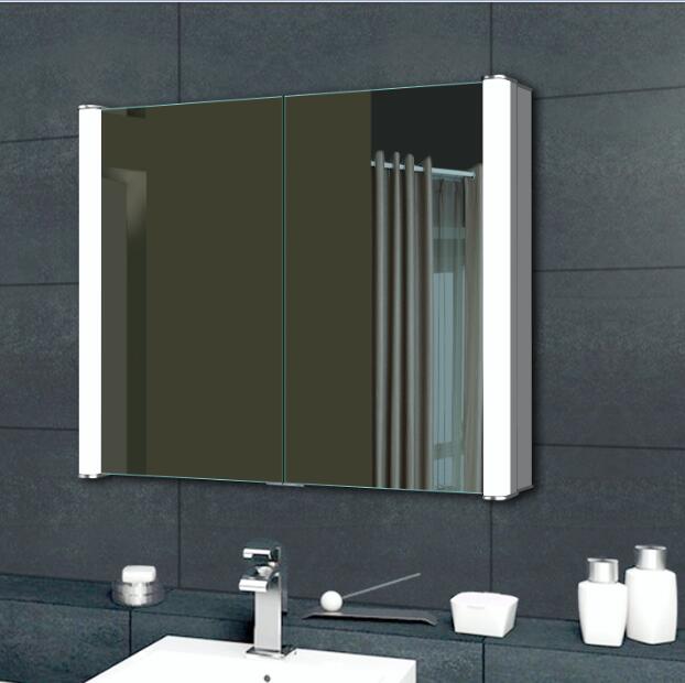 Slim LED Illuminated Mirror Cabinet – Anti-Fog, Aluminum Frame, for Contemporary Bathrooms