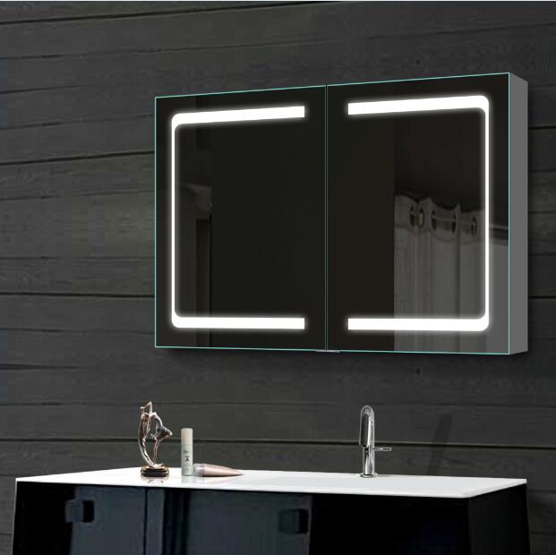 Smart LED mirror cabinet, anti-fog, light touch control, easy installation, can be equipped with a charging plug