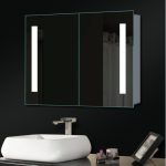 Large LED Bathroom Mirror Cabinet with Double Doors & 3 Color Temperature Settings - View 1