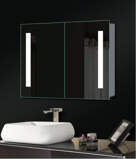 Large LED Bathroom Mirror Cabinet with Double Doors & 3 Color Temperature Settings