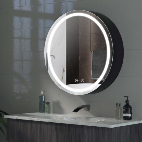 Backlit LED Bathroom Mirror Cabinet – 360° Soft halo Glow, No Glare for Makeup & Shaving