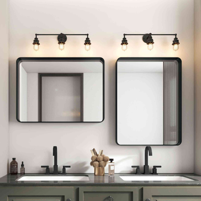 Black bathroom mirror, wall-mounted, aluminum alloy frame, tempered lens not too strong, easy to install, customizable