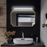 Gold makeup mirror, wall-mounted bathroom mirror, simple makeup mirror, bathroom wall mirror, easy to install - View 2