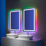 Ultra-thin frameless LED bathroom mirror with anti-fog and memory function, with RGB colorful lights - View 3
