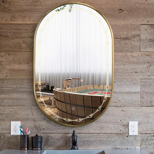 Smart LED Mirror for Bathroom, Optional Bluetooth Music, Hand-Swipe Control, Front & Backlit, Anti-Fog