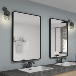 Black bathroom mirror, wall-mounted, aluminum alloy frame, tempered lens not too strong, easy to install, customizable - View 2
