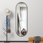 Black full-length mirror, bedroom dressing mirror, wall-mounted, can be installed behind the door, door mirror - View 1