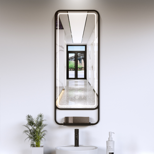 Custom LED Mirror for Hotels and Bars – Anti-fog, Bluetooth, Dimmable, Stainless Steel/Iron Mirror with Storage