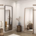 Gold frame full-length mirror, modern dressing mirror, bedroom wall mirror, can be hung on the wall - View 1
