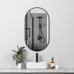 Black frame bathroom mirror, personalized runway mirror, modern makeup mirror, bathroom wall mirror, easy to install - View 1
