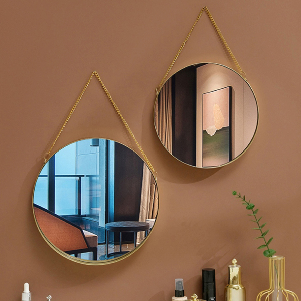 Round makeup mirror, small bedroom hanging mirror, classic hanging mirror wall mirror, gold round mirror, easy to install