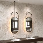 High-end Commercial Mirror with LED Light and Heating – Customizable Sizes, Black Wrought Iron Hanging Mirror - View 2