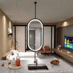 Stainless steel double-sided mirror, rotatable double-sided hanging mirror, hotel LED mirror, customizable size - View 2