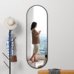 Black full-length mirror, bedroom dressing mirror, wall-mounted, can be installed behind the door, door mirror - View 2