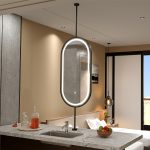 Stainless steel double-sided mirror, rotatable double-sided hanging mirror, hotel LED mirror, customizable size - View 3