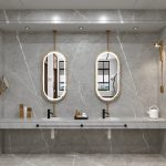 Stainless steel double-sided mirror, rotatable double-sided hanging mirror, hotel LED mirror, customizable size - View 4