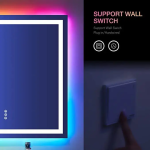 Ultra-thin frameless LED bathroom mirror with anti-fog and memory function, with RGB colorful lights - View 4