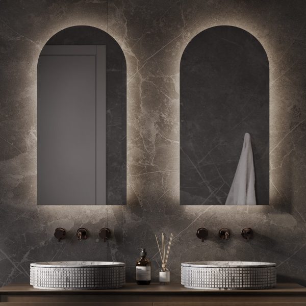 Modern LED Bathroom Mirror with Optional Bluetooth Speaker, Hand-Swipe Sensor, Dimmable, Anti-Fog