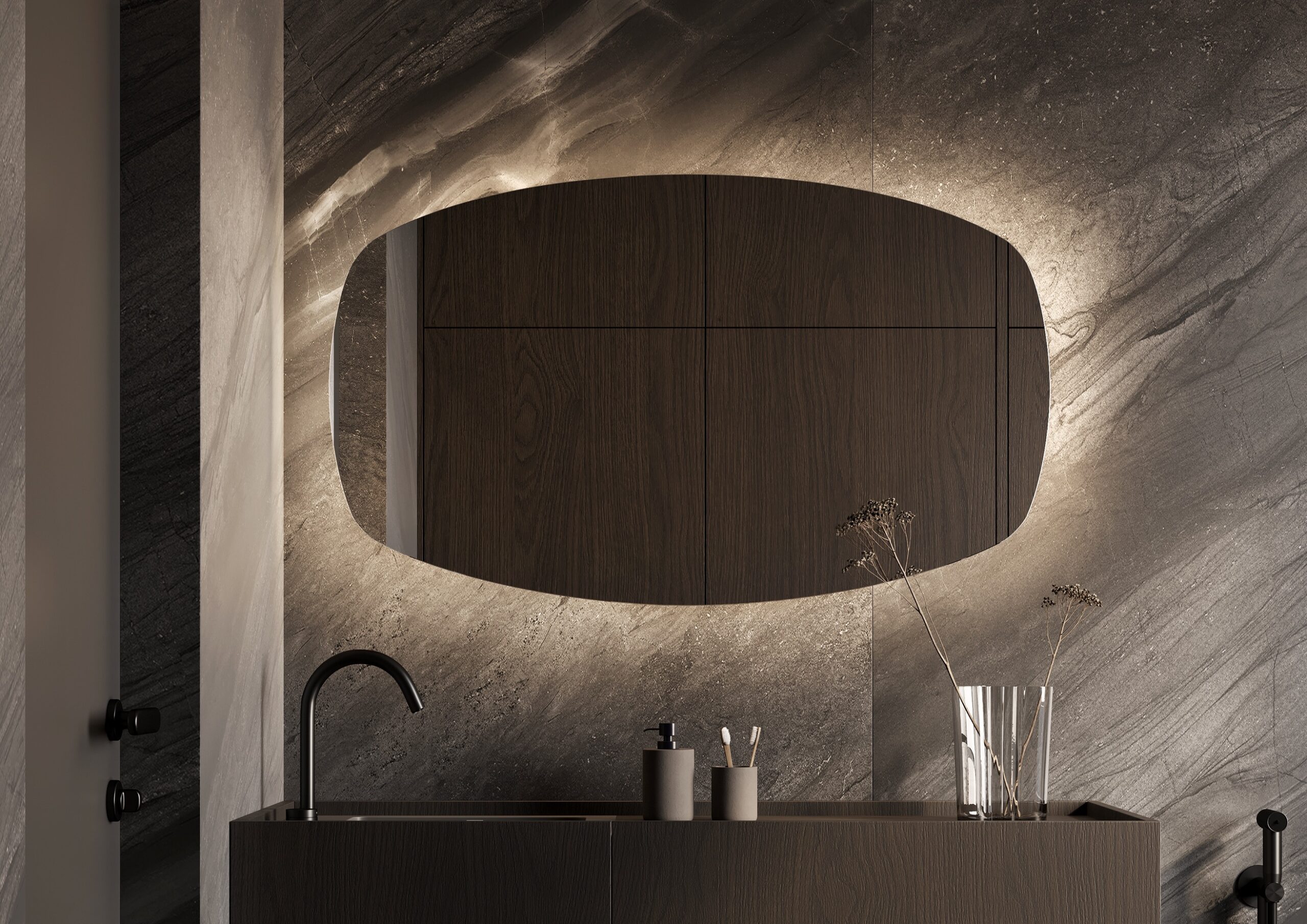 LED Bathroom Mirror with Lights, Anti-Fog, Dimmable, Bluetooth Music Option, Hand-Sensing Switch, Easy Install