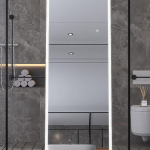 Wall-Mounted Makeup Mirror with Dimmable LEDsFull-Length Illuminated Mirror for Gym/Home Workouts – High Definition, Modern LED Lighting, Aluminum FrameWall-Mounted Makeup Mirror with Dimmable LEDs - View 1