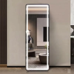 Wall-Mounted Makeup Mirror with Dimmable LEDsFull-Length Illuminated Mirror for Gym/Home Workouts – High Definition, Modern LED Lighting, Aluminum FrameWall-Mounted Makeup Mirror with Dimmable LEDs - View 3
