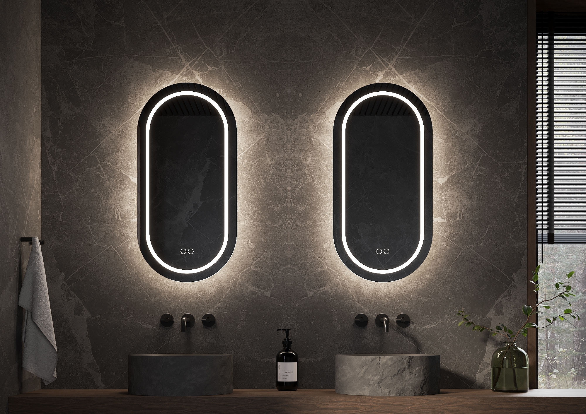 Simple Wall-Mounted Mirror with Soft LED Light