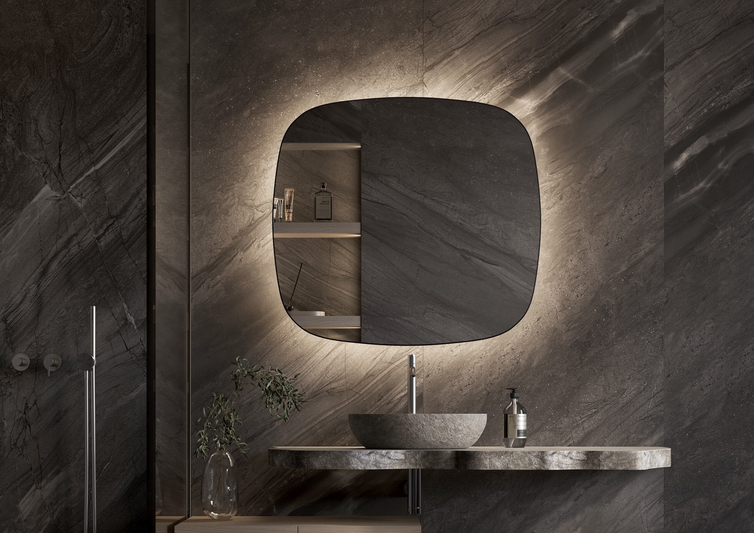 Lighted Vanity Mirror for Bathroom, Optional Bluetooth Audio, Hand-Swipe Control, Anti-Fog, Easy Install