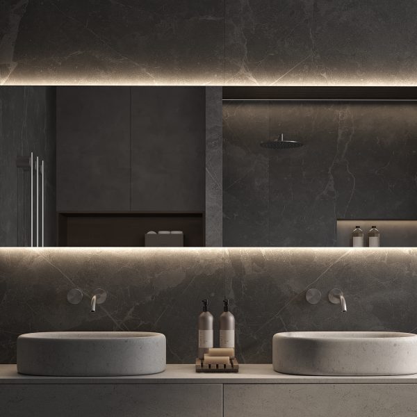 Bathroom Mirror with Shelf & LED Lighting