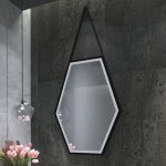 Octagonal bathroom mirror with frame, adjustable LED light, anti-fog, light touch control - View 2