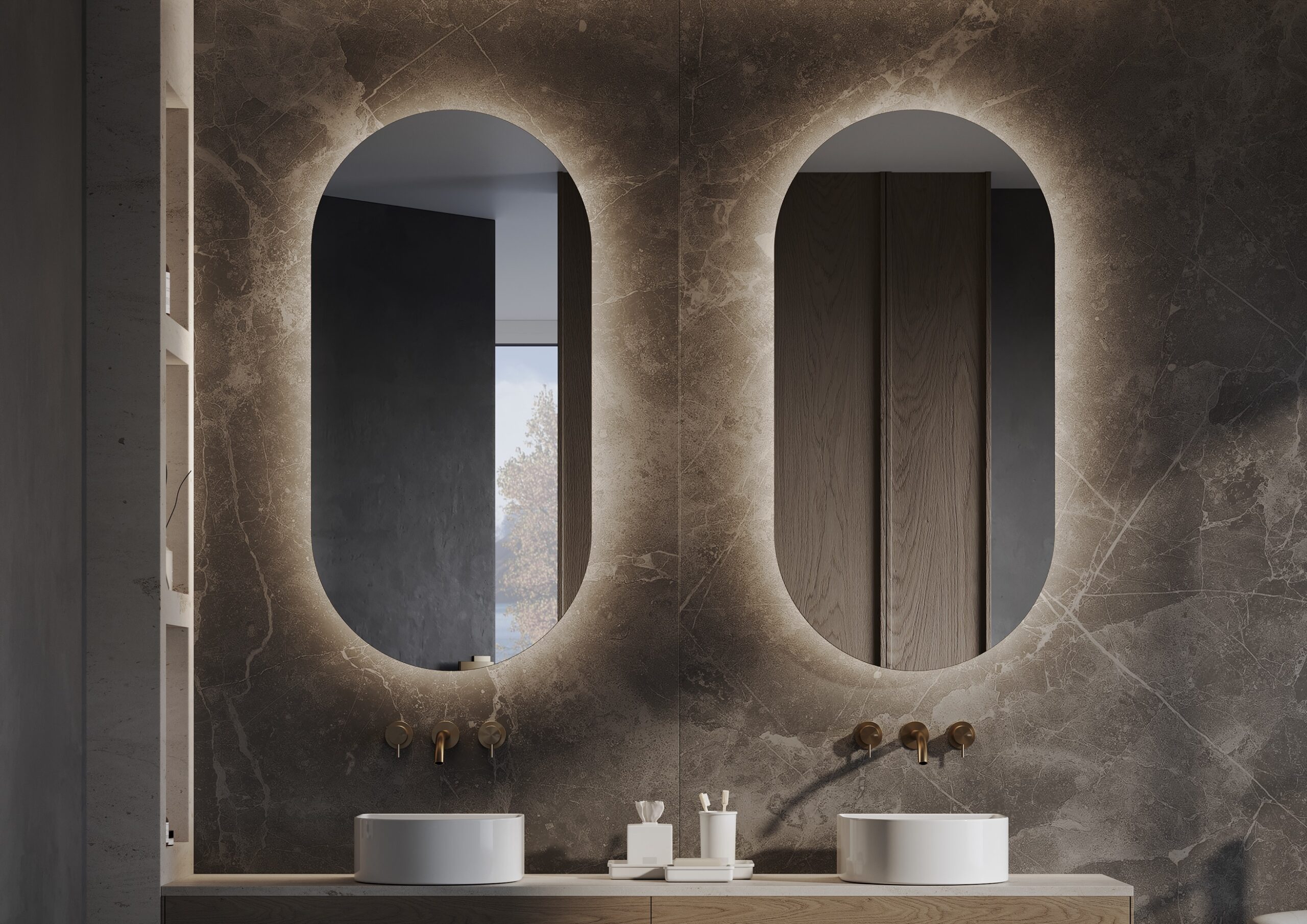 LED Bathroom Mirror with Front & Backlit, Bluetooth Music Compatible, Hand-Sensing Switch, Dimmable