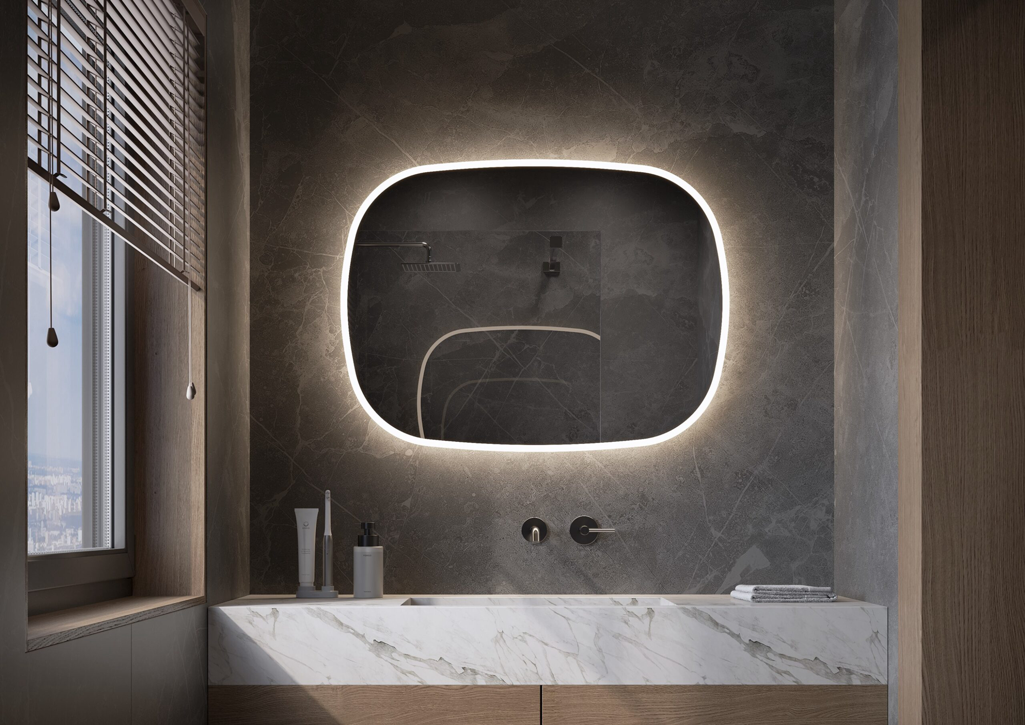 Mirror Medicine Cabinet with Built-In LED Lights