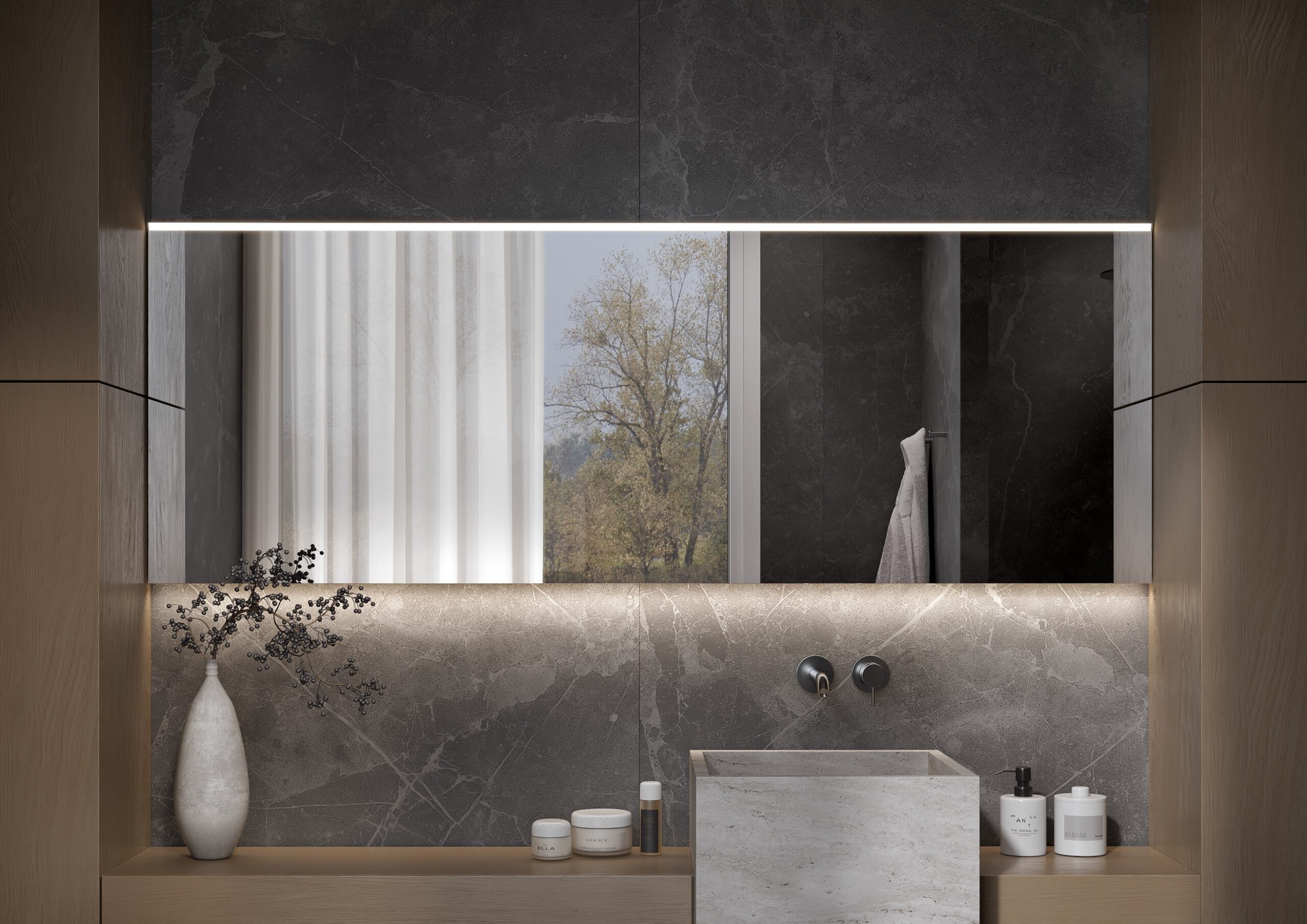 Espejo para Baño con Almacenamiento y Luz LED