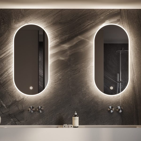LED Vanity Mirror with Optional Bluetooth, Hand-Swipe Activation, Front & Backlit, Anti-Fog, Easy Mount