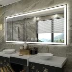 Square LED Bathroom Mirror with Frame，Bluetooth Bathroom Mirror with Speaker & LED Lights - View 4