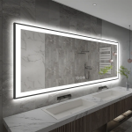 Square LED Bathroom Mirror with Frame，Bluetooth Bathroom Mirror with Speaker & LED Lights - View 2