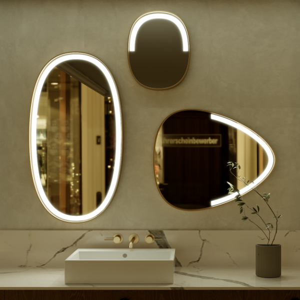Stainless Steel Custom Bathroom Mirror-Anti-fog Bathroom Mirror with LED Lighting