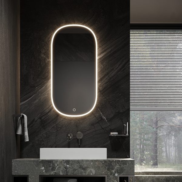 Bathroom Mirror with LED Lights, Upgrade to Bluetooth Audio, Hand-Sensing Control, Dimmable, Shatter-Proof