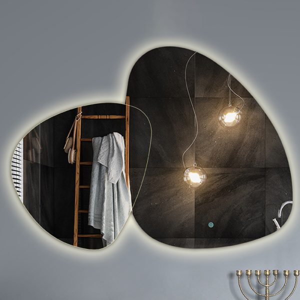 Bathroom Mirror with Built-In LED Lights，Teardrop-shaped mirror