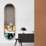 Gold makeup mirror, strip hole shape, can be hung on the wall or behind the door, stainless steel material, easy to install - View 2