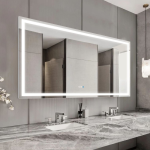 Dimmable Backlit Bathroom Mirror with Bluetooth Speaker – Create a Relaxing Ambience - View 1