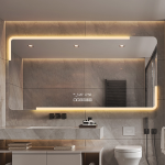Horizontal Rectangle LED Mirror with Cool-to-Touch Lights – Safe for Family Bathrooms - View 1